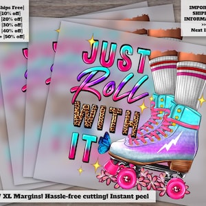 Rolling Skate Design, Western Roller Skate, Ready to Press, Heat Transfer, DTF - Just Roll With It