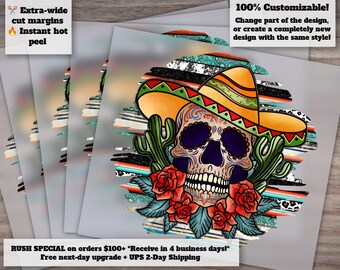 Mexican Skull Dtf, Mexican Hat, Digital Transfer Print Dtf, Cactus Dtf, Latin Print, Skull, Dtf Transfer, Mexico, Chingona Dtf