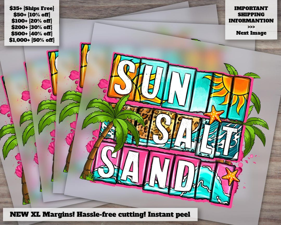 Hello Summer, Beach Vibes, Sun Salt Sand, Palm Trees - Ready to Press ...