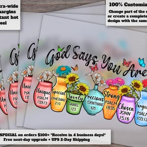 Christian Floral Design with Bible Verse: Unique Heat Transfer, Ready to Press, DTF - God Says You are Unique