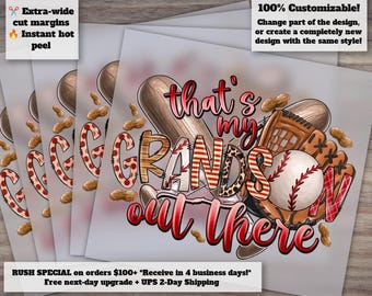 Grandson Baseball Fan Grandma Design, Mother's Day Baseball Lover Gift, Ready to Press, Heat Transfer, DTF