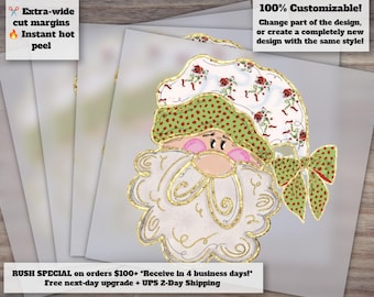 Santa Brushstroke Dalmatian Dots Gold Foil Glitter Christmas Holiday DTF Heat Transfer
