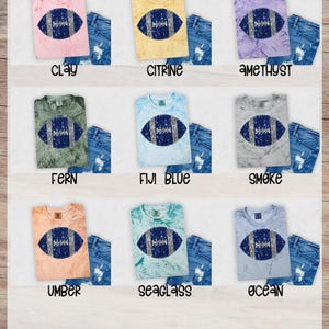 Blue/White Embellished Sequin Football Fringe Tee