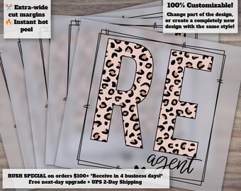 Custom Real Estate Realtor Shirt Designs with Leopard DTF Transfer and Ready to Press Sublimation Prints