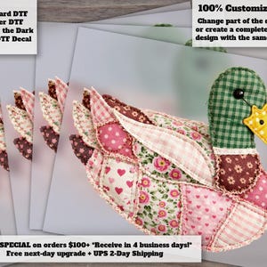 Quilted Mallard Duck Heat Transfer Grandma Core Patchwork 90s Inspired DTF Transfer