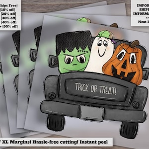 Adorable Halloween Frankenstein Boy Truck - Kids Ready-to-Press Heat Transfer DTF Design