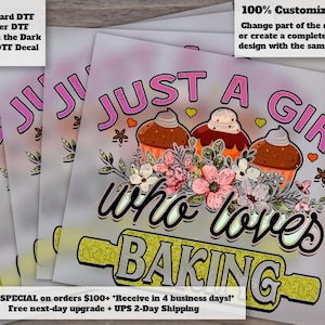 Just A Girl Who Loves Baking DTF Heat Transfer Funny Kitchen Design