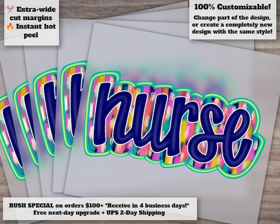 Hand Drawn Nurse Art Design - RN Graphic for Heat Transfer, DTF, Dye Sublimation - Ready to Press, Vibrant Colors