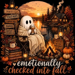 Summerween Ghost DTF Transfer - Mentally I Am Here Funny Halloween and Fall Ready to Press Heat Transfer Bild 4