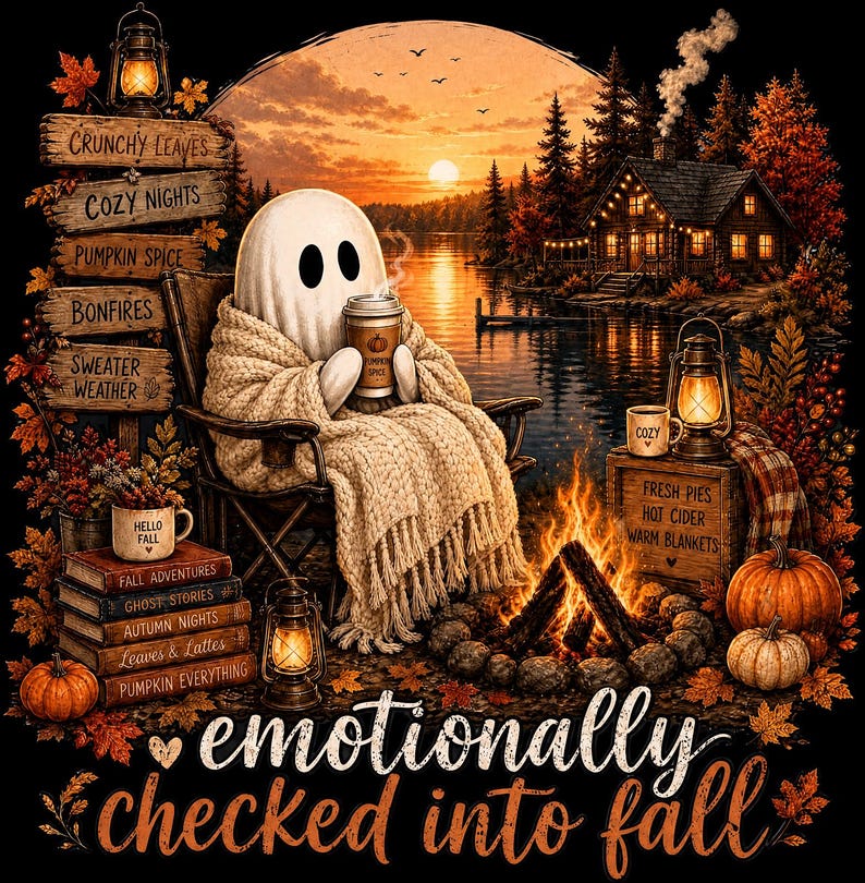 Summerween Ghost DTF Transfer - Mentally I Am Here Funny Halloween and Fall Ready to Press Heat Transfer Bild 4