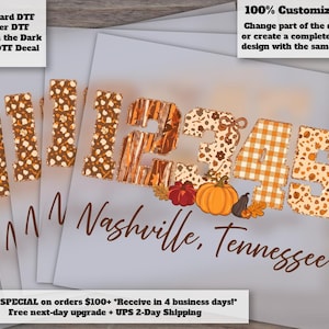 Small Town Fall Zip Code DTF Transfer Coquette Bow Thanksgiving Monogram Hometown Holiday Vibes Custom