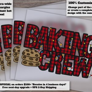 Buffalo Baking Crew Faux Embroidery | Christmas Cookie Heat Transfer | Baking Crew Ready to Press | DTF Design image 1