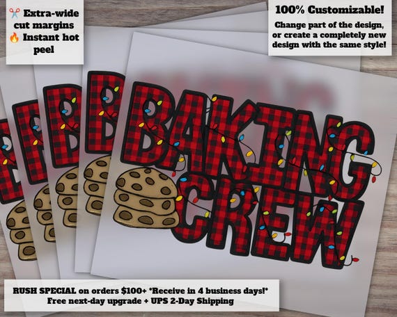 Buffalo Baking Crew Faux Embroidery | Christmas Cookie Heat Transfer | Baking Crew Ready to Press | DTF Design