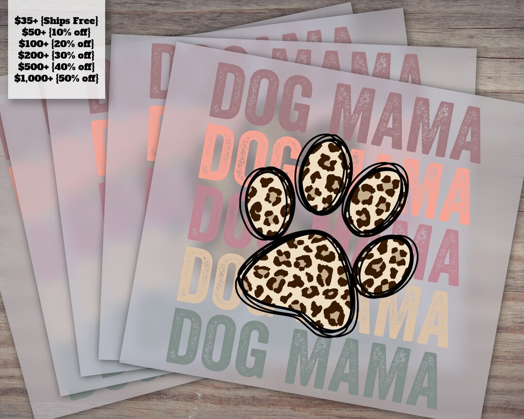 Custom Digital Dtf Dog Mama Stacked Cheetah Leopard Paw Print Transfer ...