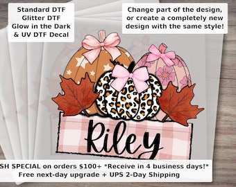 Personalized Pumpkin Kids Name DTF Transfer - Custom Thanksgiving Iron On Heat Press Transfer for Shirts