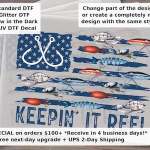 Fishing Lure Flag Ready to Press DTF Transfer | Bass Fishing Heat Transfer | Fisherman Shirt Transfer | Multiple Sizes Available