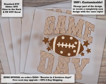 Retro Football Game Day DTF Transfer | Football Mom Club Coastal | Fall Gingham Dots | Football Fridays School Spirit Ready to Press