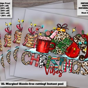 Christmas Vibes Heat Transfer, DTF Ready-to-Press, Merry Christmas Holiday Design, Christmas Lights Press
