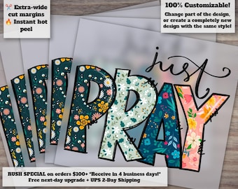 Just Pray Christian Faith, Western Design | Prayer Heat Transfer and Ready to Press | Religious DTF, Just Pray Design