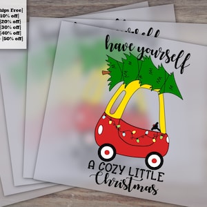 Cozy Coupe Christmas Tree Lights, Ready to Press Heat Transfer Design, DTF Waterslide Sticker Clip Art