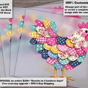 Trendy Women’s Chicken Patchwork Floral Hen Heat Transfer for Shirts