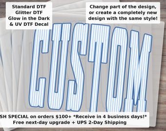 Custom Seersucker Stripes Blue and White Ready to Press DTF Heat Transfer for Shirts Bags and More