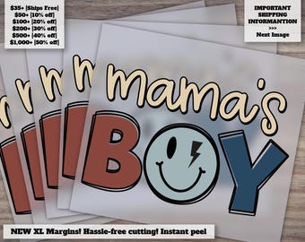 Mother&#39;s Day Mini Boy Mom Design, Heat Transfer Baby Boy, Mommy&#39;s Little Boy, Kids DTF Ready to Press