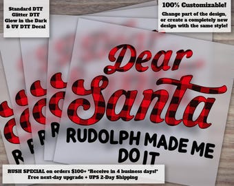 Dear Santa Matching Christmas Family DTF Transfer | Holiday Shirts for Him Her and Kids Ready to Press