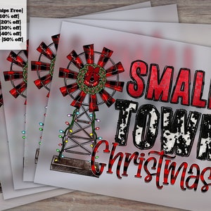 Small Town Christmas Digital Transfer Prints, Digital Transfer Graphics, Print Transfer, Merry Christmas, Red Plaid, Digital Print