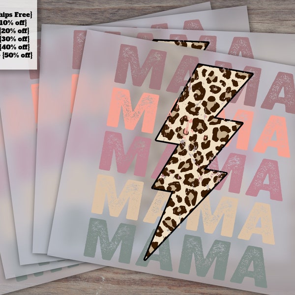 Custom Mama Stacked Cheetah Leopard Bolt DTF Print Ready to Press | Sublimation, Heat Transfer, Digital, Screen Printing