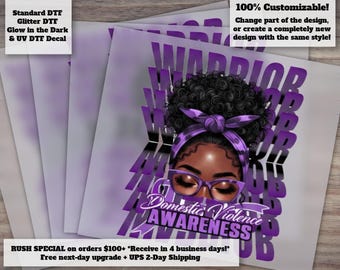 Domestic Violence Warrior DTF Transfer - Ready to Press Empowerment Design for Shirts Hoodies and More
