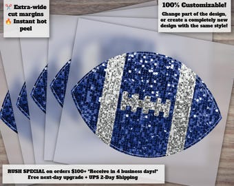 Hand Drawn Sequin Football Design, Glitter Faux Sequins Patch, Ready to Press DTF, Heat Transfer Appliqué
