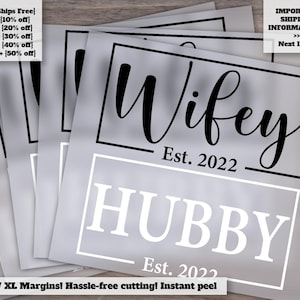 Hubby And Wifey 2022 Dtf, Bride And Groom Dtf, Est. 2022 Dtf, Wedding Dtf, Husband And Wife Dtf, Dxf, Anniversary Dtf, DTF file for cricut