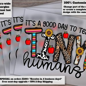 It's A Good Day To Teach Tiny Humans Dtf, Teacher Dtf, Digital Transfer Print, Leopard, Apple, Print Transfer, Templates, Pencil, Clipart