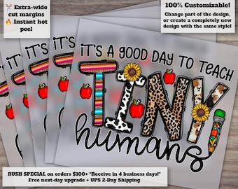 It's A Good Day To Teach Tiny Humans Dtf, Teacher Dtf, Digital Transfer Print, Leopard, Apple, Print Transfer, Templates, Pencil, Clipart