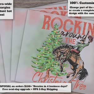 Country Christmas Heat Transfer Design | Retro Holiday Press | DTF | Rockin' Around the Christmas Tree | Ready to Press