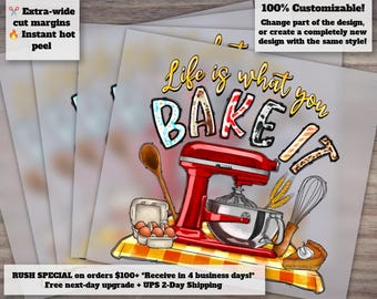 Bake Your Life Humorous Kitchen Design, Ready-to-Press Heat Transfer, DTF, Baking Design for Etsy Shop
