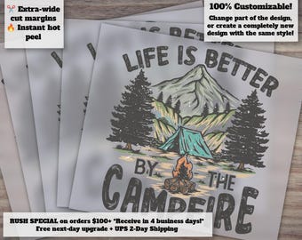 Retro Campfire Adventure Design for Camping Shirts | Outdoor Ready to Press, Heat Transfer, DTF | Live Better Outdoors