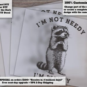 Funny Sassy Raccoon Heat Transfer Retro Trendy Animal Quote Ready to Press