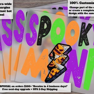 Diseño espeluznante de Mini Mama a juego de Halloween: listo para presionar, engañar o tratar la transferencia de calor, DTF para la tienda de Etsy imagen 1