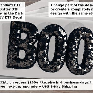 Boo Sequin Halloween DTF Transfer - Ready to Press Heat Transfer for Shirts, Hoodies and More
