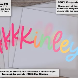 Custom Girls Name Heat Transfer DTF Personalized Kids Design