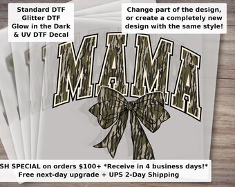 Mama Mossy Camo Coquette Ready to Press DTF Transfer for Shirts Hoodies and More