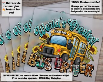 Best School Bus Driver Design, Back to School Press-Ready Artwork, Western Driver Heat Transfer, DTF Ready to Press