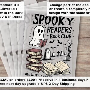 Spooky Readers Book Club DTF Transfer - Retro Fall Pumpkin Bow Bookish Society Coquette Cozy Girl Season Ready to Press