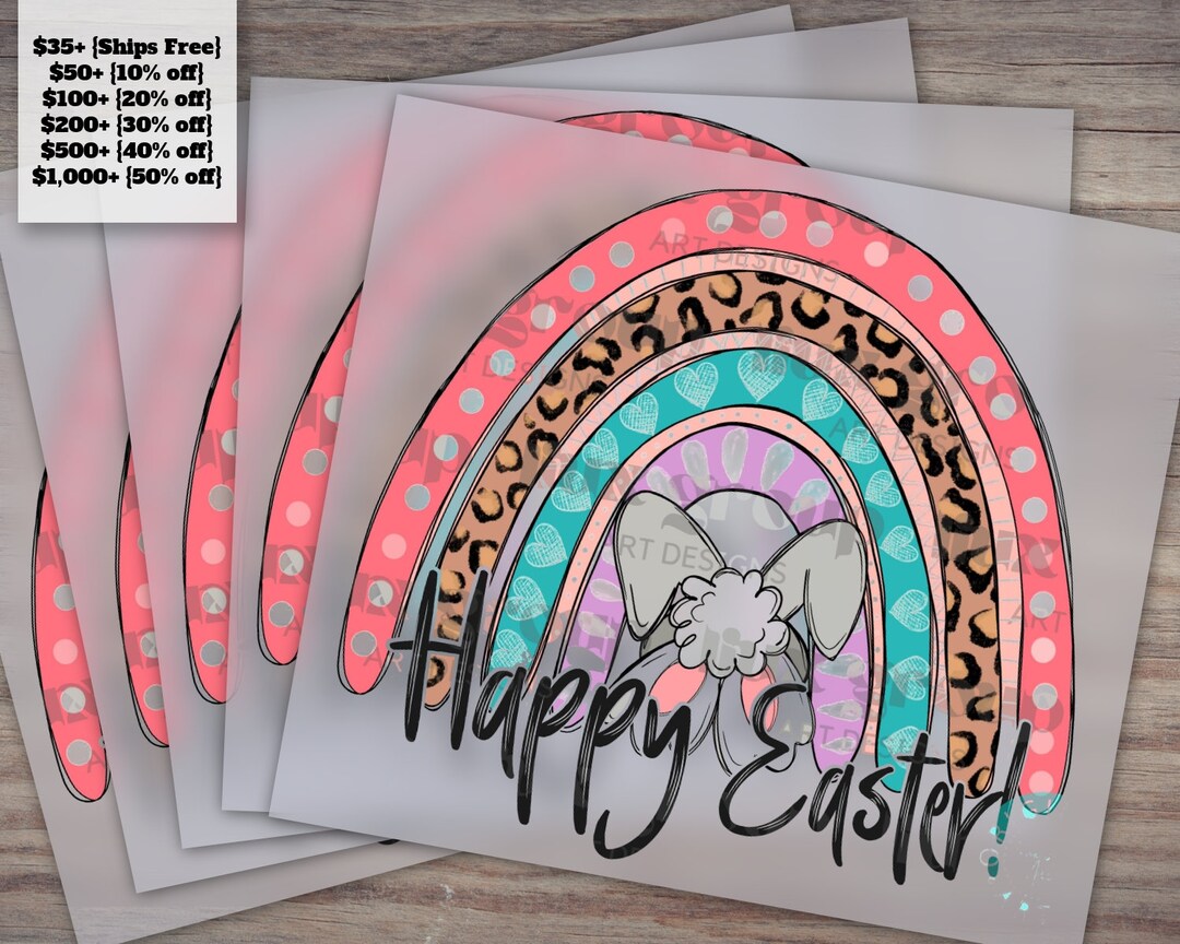 Easter Bunny Heat Transfer Design, Readytopress Easter Rabbit, Rainbow Bunny DTF, Happy Easter