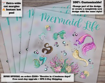 Mermaid Life, Ocean Theme, Girl and Baby Designs, Ready for Heat Transfer and DTF, Perfect for Crafting