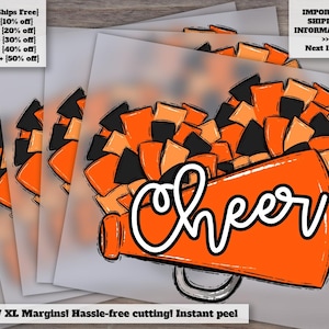 Orange and Black Cheerleading Designs - Ready to Press, Heat Transfer, DTF for Etsy Shop.