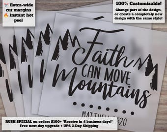 Christian DTF Prints | Ready to Press Matthew 17:20 Scripture Cut Transfers |Inspiring Religious Quote Bible Verse Faith Transfers