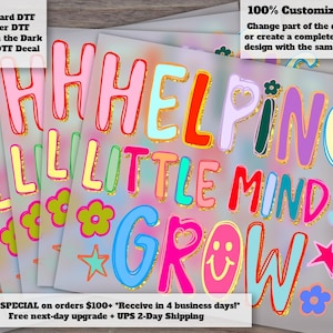 Helping Little Minds Grow Glitter Color Block DTF Heat Transfer for Teachers